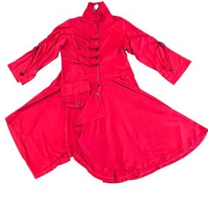 Lindi Red Midi Dress XXL Asymmetrical Handkerchief Edgy Draped Fairycore Artsy